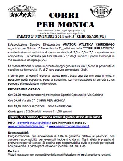 volantinio Corri per Monica 2014 - 7a Edizione