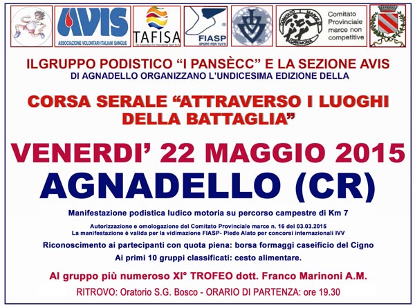 volantino corsa attraverso luoghi della battaglia 2015 agnadello