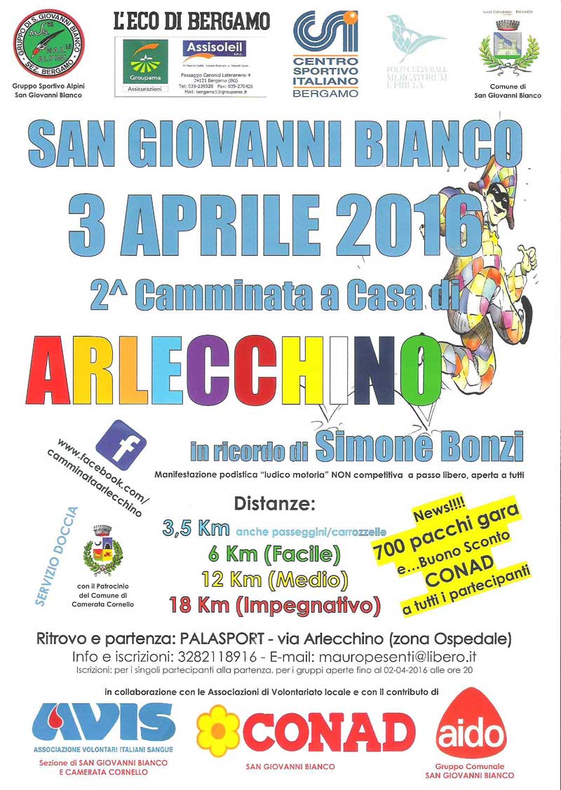 volantino camminata a casa di arlecchino 2016