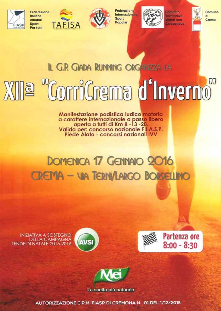 volantino corricrema d'Inverno 2016