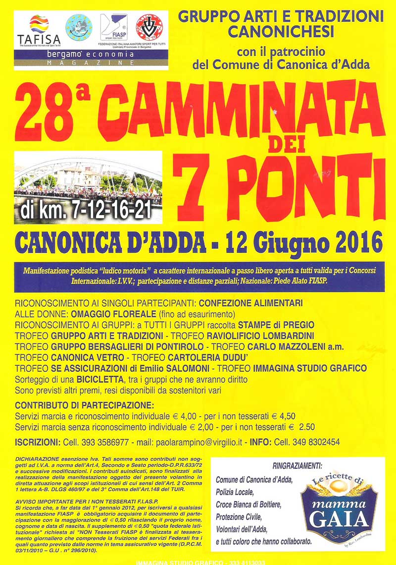 volantino 28a camminata dei 7 ponti 2016