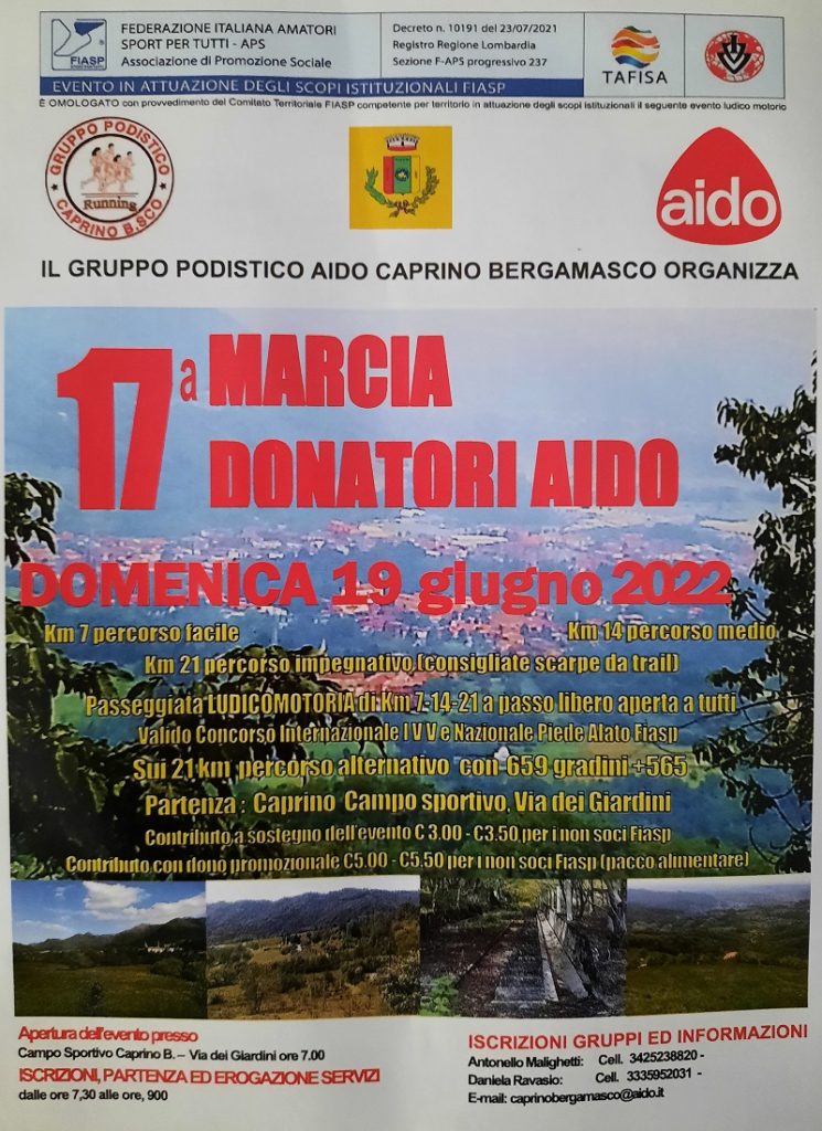 Marcia Donatori Aido 2022 Caprino Bergamasco