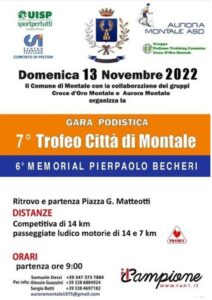 7^ edizione TROFEO CITTA’ DI MONTALE- MEMORIAL PIER PAOLO BECHERI