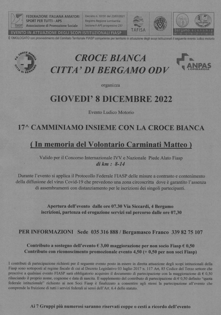 17^ Camminiamo insieme con la Croce Bianca